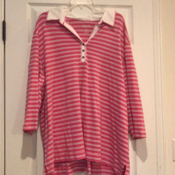 💕Pretty in Pink Stripes Polo Shirt💕 - Picture 1 of 4
